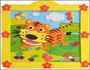 Объемная аппликация из мягкого пластика с рамкой Тигренок (YH0879) (упаковка)