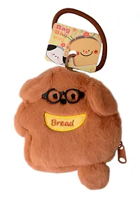 Брелок-кошелек Собачка коричневая в очках (текстиль) (13см) (12-Station-202508-XP6)