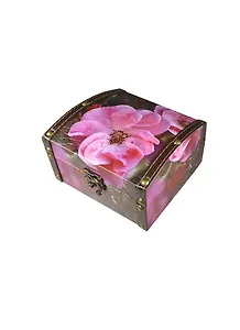 Шкатулка-сундучок дерево и искусственная кожа Цвет шиповника (13,5х15х9) (175250)