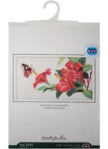 Набор для вышивания крестом Китайская роза в цвету (36х23см) (R250) (мулине DMS, канва Aida14, 5.5 клеток=1см, схема, игла, инструкция) (RTO) (Create for Fun)