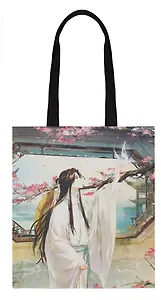 Сумка-шоппер Благословение небожителей Се Лянь с бабочкой (цветная) (текстиль) (40х32) (СК2024-276)