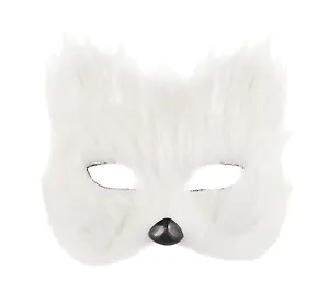 Маска Кошки меховая (белая) (17х15) (пластик) (12-06150-M1)