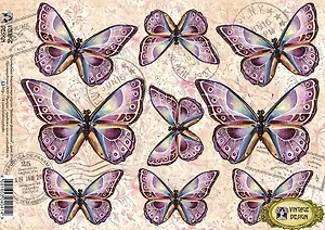 Декупажная карта переводная Бабочка-фантазия (D-041) (упаковка)