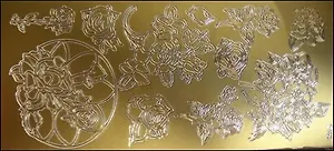 Контурные наклейки Классические розы (1.2370) (лист) (зол.) (10х23см)