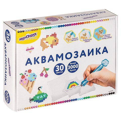 Набор для творчества ТМ ЮНЛАНДИЯ Аквамозаика (30 цв.) (3000 бус.) 663780 2862052 — 1