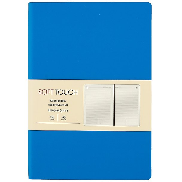 Ежедневник недатированный «Soft Touch» А5, космический синий, 136 листов, экокожа, Listoff 261070 — 1
