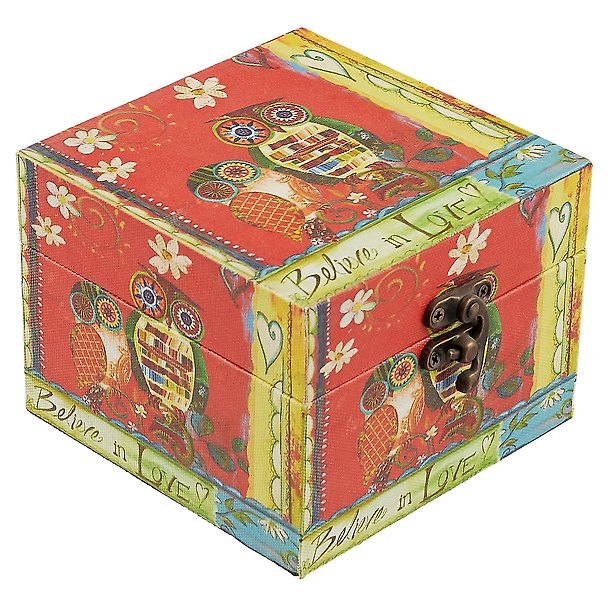 Шкатулка Две совы на красном (12х12х9) (МДФ) 12-06654-DH3016-1 2580965 — 1