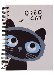 Блокнот на пружине Котенок с бегающими глазками (160стр) (15х11)