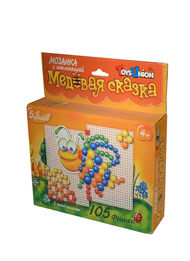 Игра, Мозаика с аппликацией, "Медовая сказка", d10+d15+d20/105 5 цв 6 аппл. (2 поля) 2241085 — 2