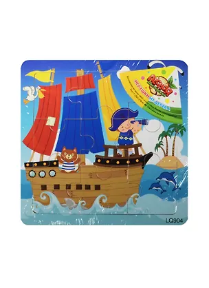 Пазл малый квадратный Пиратский корабль (507178) (9 элементов) (игрушки из дерева) (упаковка) 2497255