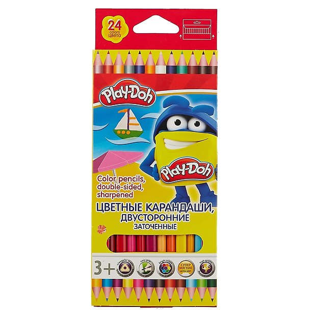 Карандаши цветные двусторонние, Play-Doh, 24 цвета, 12 штук 248092 — 1