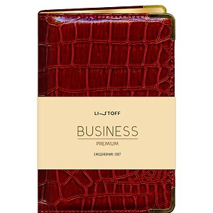 Ежедневник дат. 2027г. А5 176л "BUSINESS PREMIUM. Grand croco" бордовый, иск.кожа, обл.поролон, мет.уголки, тонир.блок, зол.торец, 2 ляссе