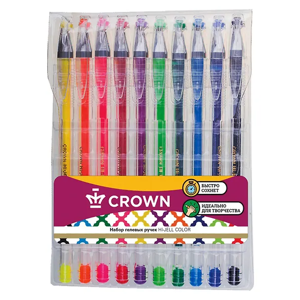 Набор гелевых ручек 10 цветов 0,5 мм, Crown 209863 — 1