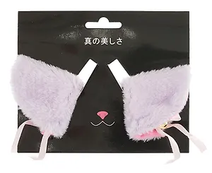 Заколки Аниме Ушки (лавандовые) (иск.мех) (6х6) (2 шт) (12-DaKui-006х6)