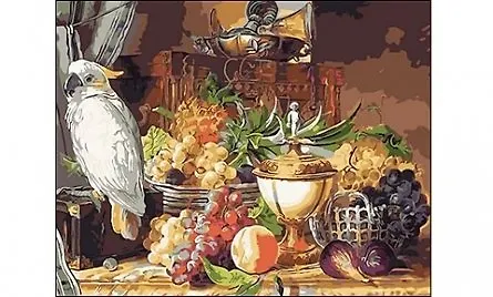 Алмазная мозаика (класс.) 30*40см., 32цв. Натюрморт с попугаем (ST-403) 351349 — 1