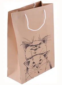 Пакет А4 32*23*9 "Коты"крафт, нейтр.