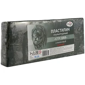 Скульптурный пластилин «Лицей», оливковый,  мягкий, 1 кг
