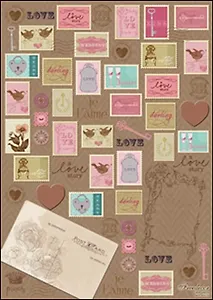 Скраб-карта Любовные марки А4 (sck232)