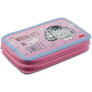 Пенал школьный 2отд. "Приключения кота Пирожка" 19*11см, лам.картон, молния, 3D лак