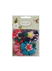 Набор бант с пуговицей микс 1 (A-2) (4 шт) (розовый темно-роз. син. черн.) (упаковка/хедер)