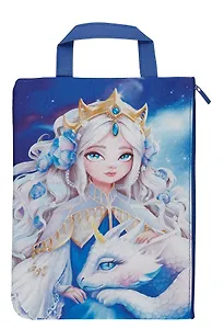 Папка для тетрадей А4 "ПРИНЦЕССА С ДРАКОНОМ" 33*25см, полиэстер, бок.ручка, сублимац.печать, молния