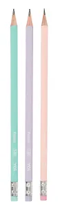 Карандаш чернографитный с ластиком "Pastel" трехгранный, в ассортименте, Yoi