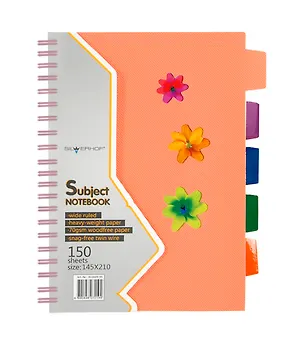 Тетрадь 150л кл. "WHITE/ORANGE CONCEPT" евроспираль, пластик.обл., вырубка, цв.разделители, отрыв.перфор., ассорти, Silwerhof 229473