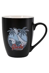 Кружка матовая Круг,пальмы (фарфор) (350мл) (Сочи) (065-7-BL-135-44)