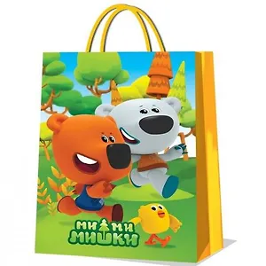 Пакет подарочный "Веселый праздник" Ми-ми-мишки, 33x46x20 см