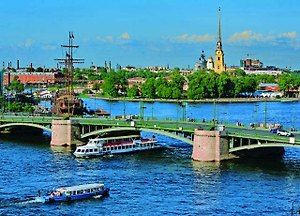 Открытка с видами (СПб) Малая Нева.Биржевой мост.1960 [SPB-012]