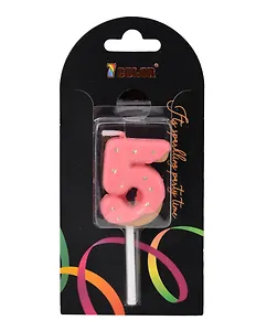 Свеча для торта Цифра 5 Глазурь розовая (4см) (блистер) (12-7color-candle_5)