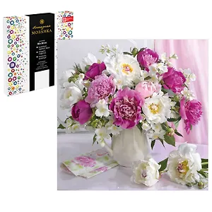 Набор для творчества. Алмазная мозаика на подрамнике "Весенние пионы", 30 х 30 см