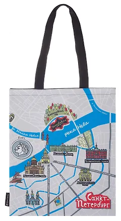 Сумка-шоппер СПб Карта Петербурга (текстиль) (40х32) (СК2025-298) 3099363