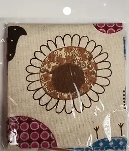 Отрез льна (48*48см) (пакет) Совы в цветочках (11-00399-L6)