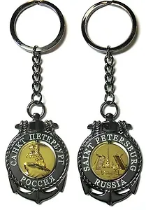 Сувенир, АКМ,  Брелок-якорь-тросик, "Медный всадник-Разводной мост", цвет черный жемчуг