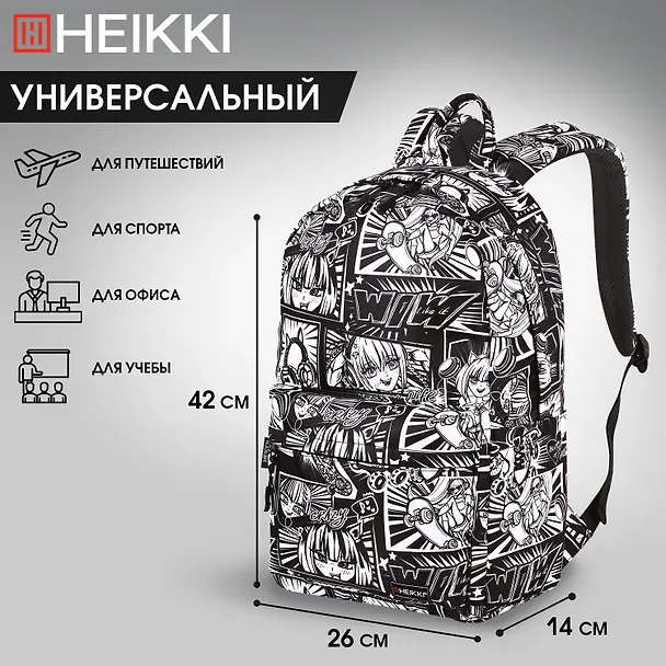 Рюкзак универсальный "Comics Anime"  42*26*14см, 1 отделение, эргономичный, с карманом для ноутбука, HEIKKI 3162203 — 5