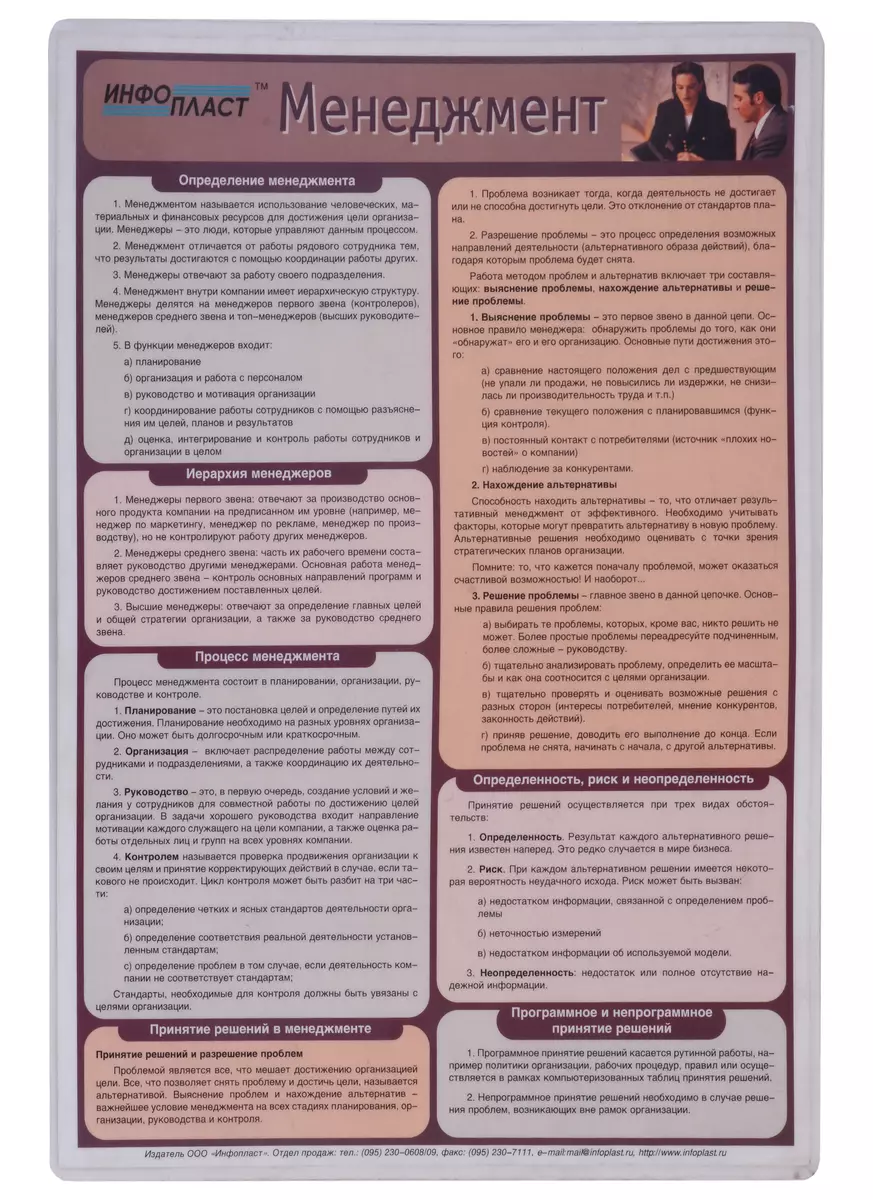 Памятка, Инфопласт, Менеджмент, А4, ламинированная (1881167) купить по  низкой цене в интернет-магазине «Читай-город»