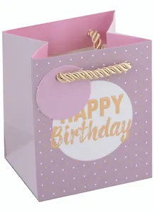 Пакет А6 10*12*8 "Happy birthday" нейтр., бум., мат.пленка, конгревное тиснение, тег 