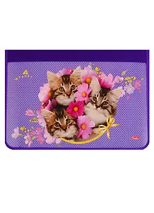 Папка для тетрадей А4 "Милые Котята" молния с трех сторон, пластик, инд.уп.
