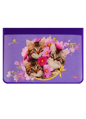 Папка для тетрадей А4 "Милые Котята" молния с трех сторон, пластик, инд.уп. 250171