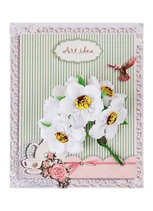 Маки белые, букетик 6 стеблей (готовые на подложке)