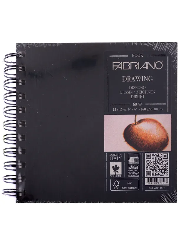 Блокнот для зарисовок 15*15см 60л "Drawingbook" спираль, 160г/м2, Fabriano 2932157 — 1