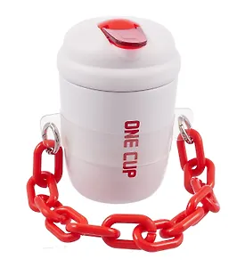 Термостакан с цепочкой-ремешком Цветной (пластик/металл) (360мл)