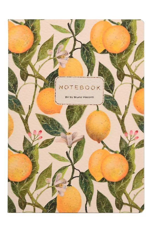 Книга для записей А5 60л кл. "FLORA.PARADISE.LEMONS" иск.кожа, сшивка, Bruno Visconti 3158918 — 1