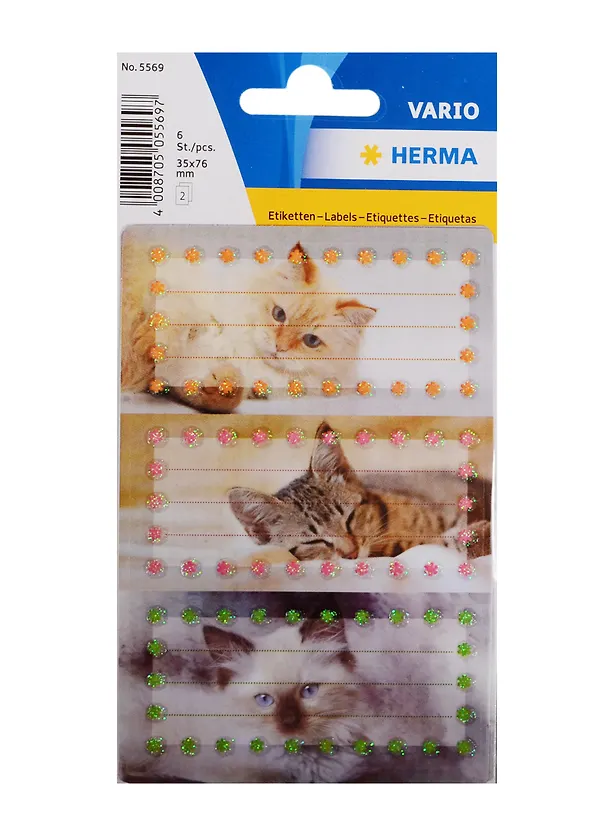 Наклейки для тетрадей «Котята», 3 шт на листе, Herma 240427 — 1