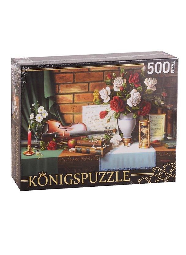 Пазл Цветочный натюрморт со скрипкой Konigspuzzle 500 элементов АЛК500-8333 2798090 — 1