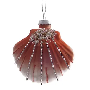 Украшение новогоднее Ракушка красная (стекло) (8х4х9) (805767) 3126895