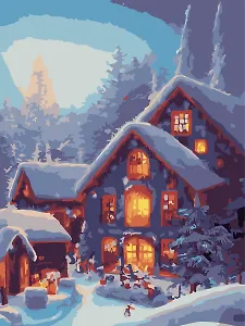 Холст с красками по номерам "Городская площадь", 22 х 30 см