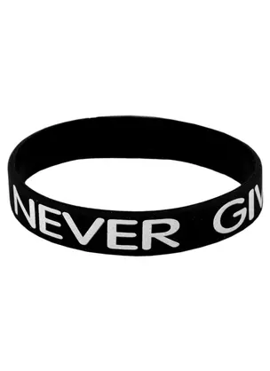 Браслет Never give up (черный) (силикон) (20,2 см) — 2923857 — 1