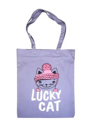 Сумка-шоппер Lucky cat, серая текстиль, 40х32см (СК2020-56) — 2817493 — 1